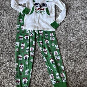 Gymboree Green and White Owl Pajama Set